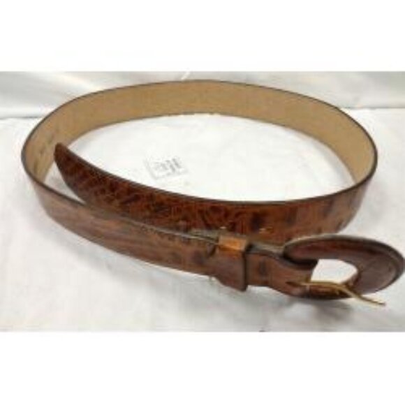 Ginnie Johansen Womens Brown Leather Coverd Buckle 35" Belt Snake Pattern - Picture 4 of 5